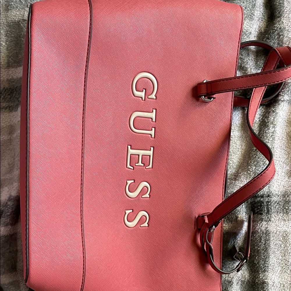 GUESS Coral Pink Tote Bag